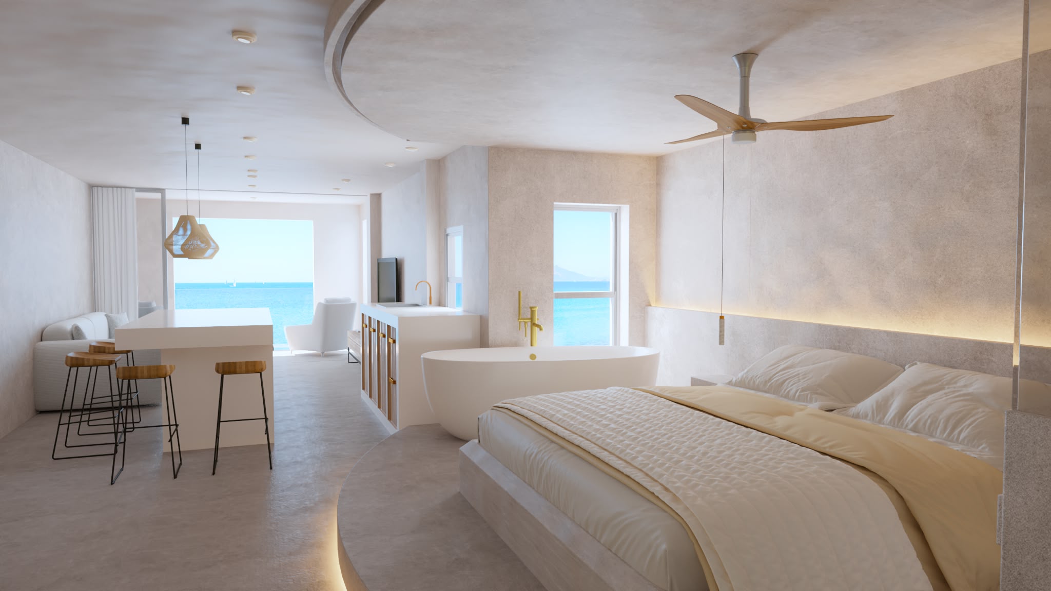 Overall view of the open-plan suite